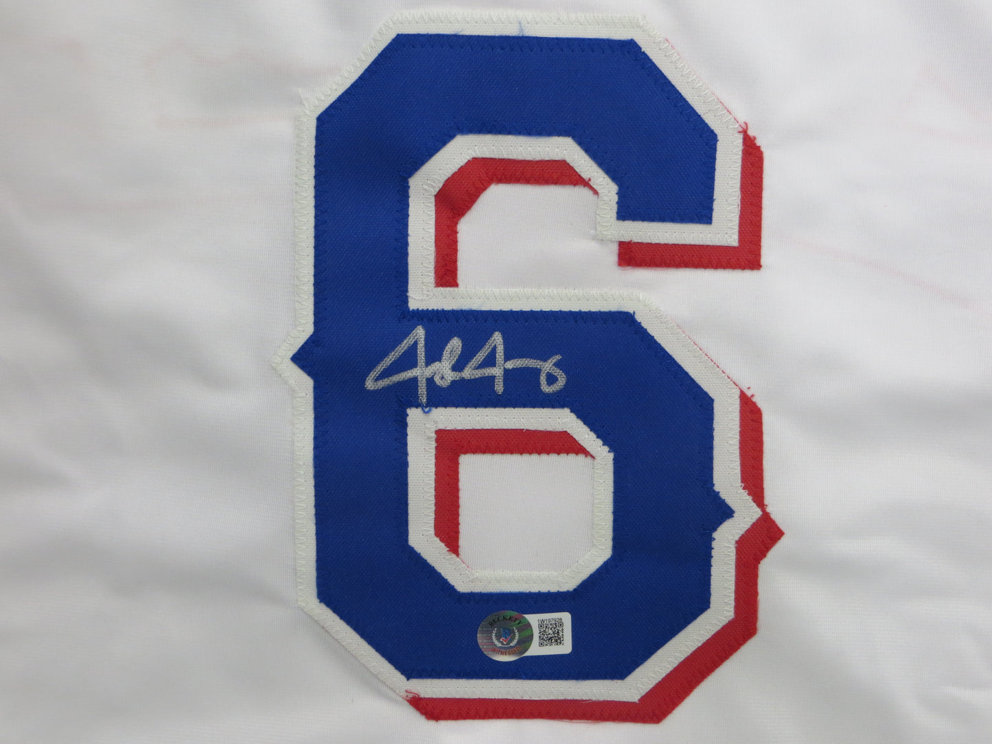 JOSH JUNG TEXAS RANGERS SIGNED SEWN Jersey BAS