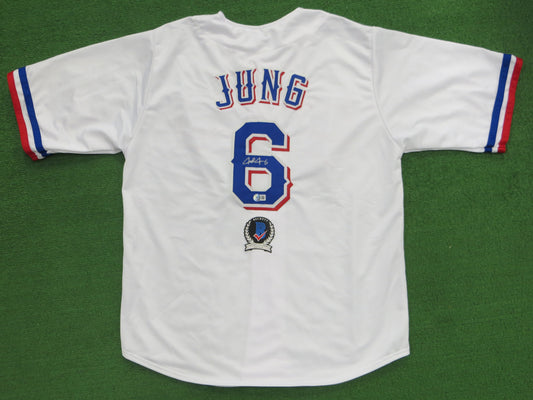 JOSH JUNG TEXAS RANGERS SIGNED SEWN Jersey BAS