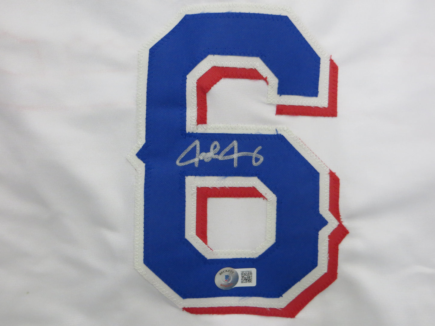 JOSH JUNG TEXAS RANGERS SIGNED SEWN Jersey BAS