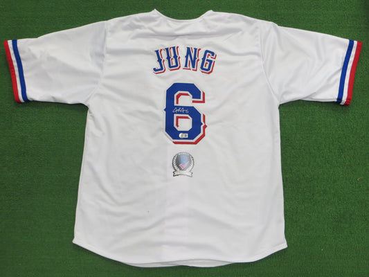JOSH JUNG TEXAS RANGERS SIGNED SEWN Jersey BAS