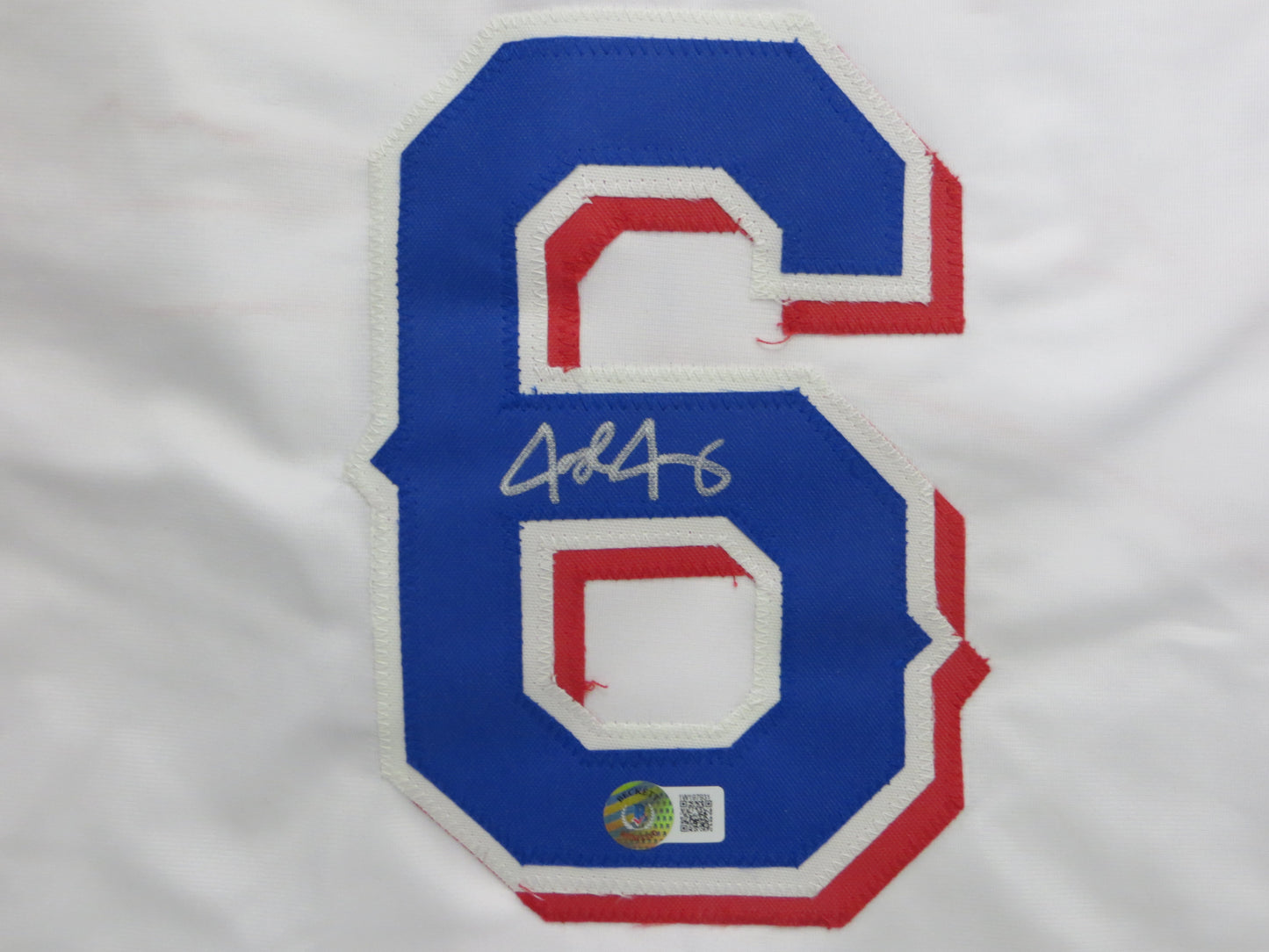 JOSH JUNG TEXAS RANGERS SIGNED SEWN Jersey BAS