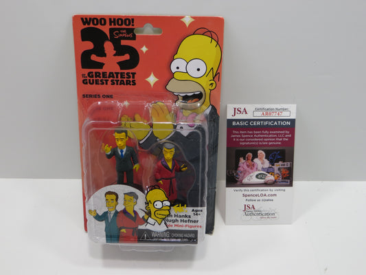 TONE RODRIGUEZ SIGNED SKETCHED Tom Hanks & Hugh Hefner SIMPSONS FIGURINE JSA