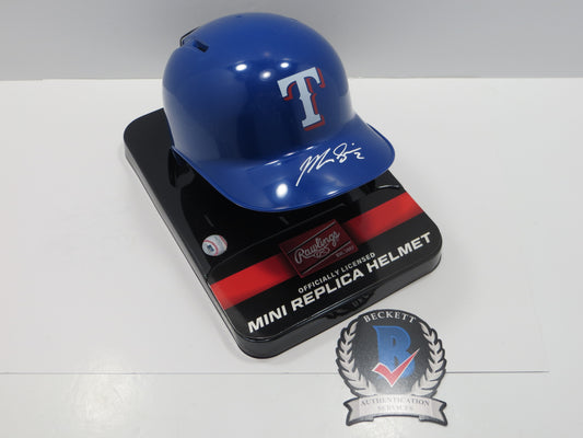MARCUS SEMIEN TEXAS RANGERS SIGNED Mini Helmet BAS COA