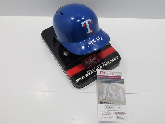 MARCUS SEMIEN TEXAS RANGERS SIGNED Mini Helmet JSA COA