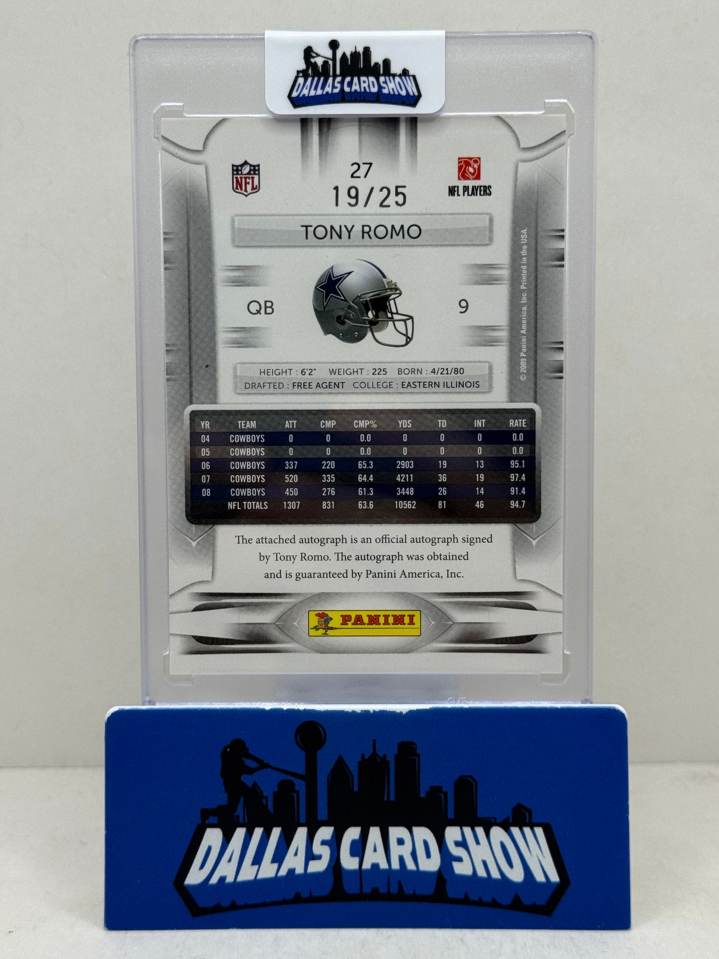 2009 Playoff Prestige Football Tony Romo Xtra Points Auto /25 Cowboys