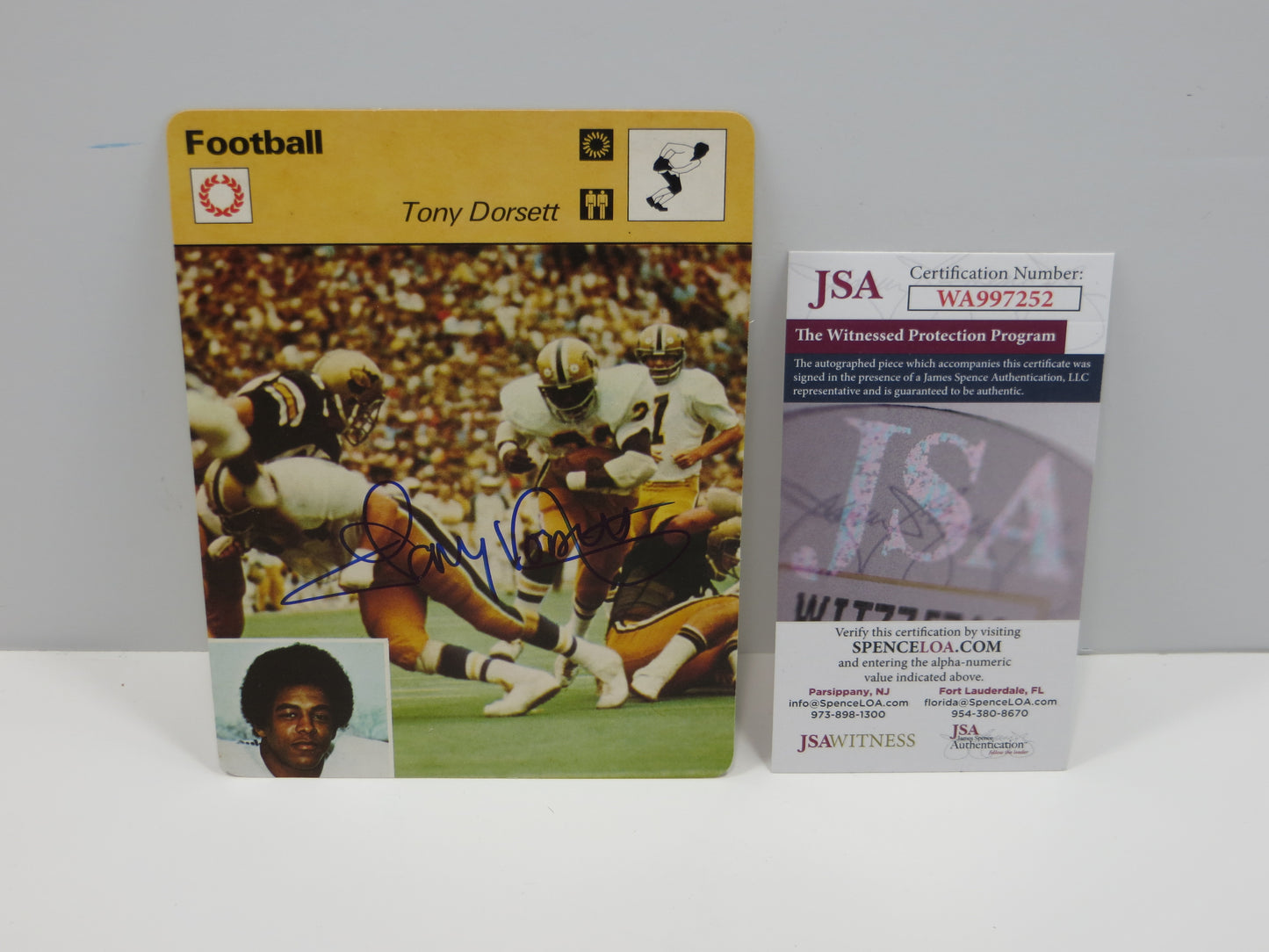 TONY DORSETT SIGNED 1977 SPORTSCASTER CARD #10-24 PHOTO PITT Cowboys JSA