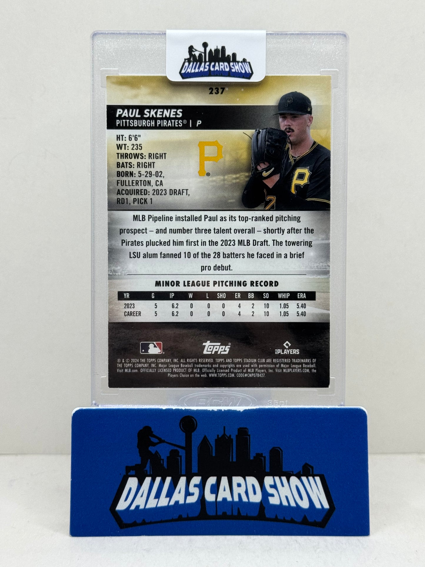 2024 Topps Stadium Club #237 Paul Skenes 1st Day Issue Pirates