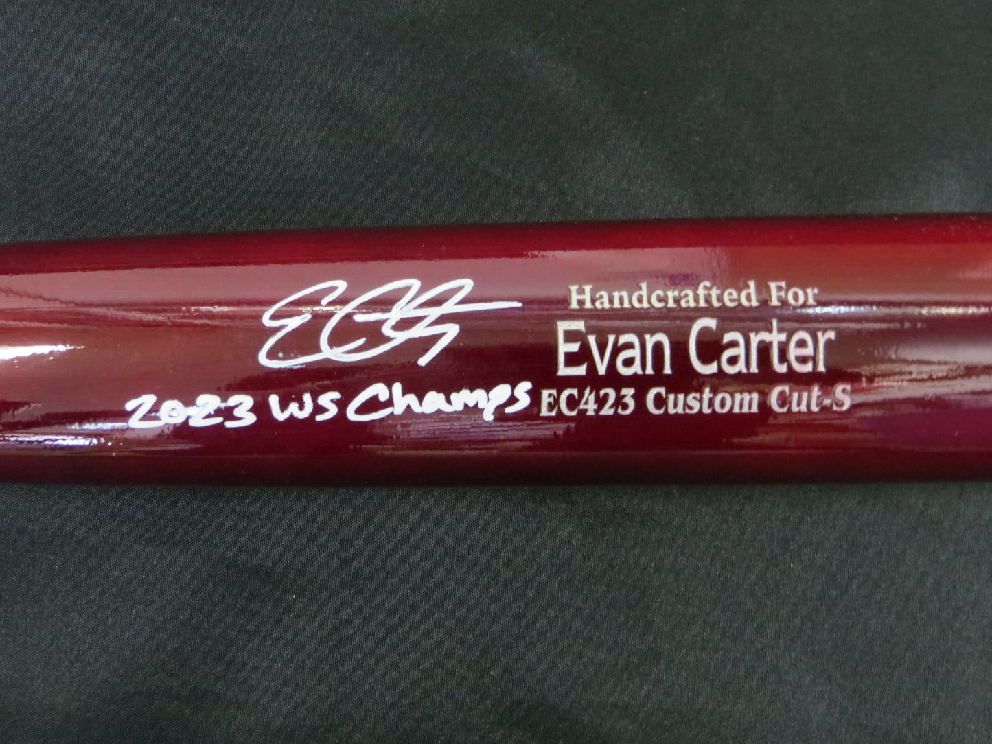 EVAN CARTER TEXAS RANGERS SIGNED MARUCCI PLAYER MODEL BAT w23WSChamps JSA
