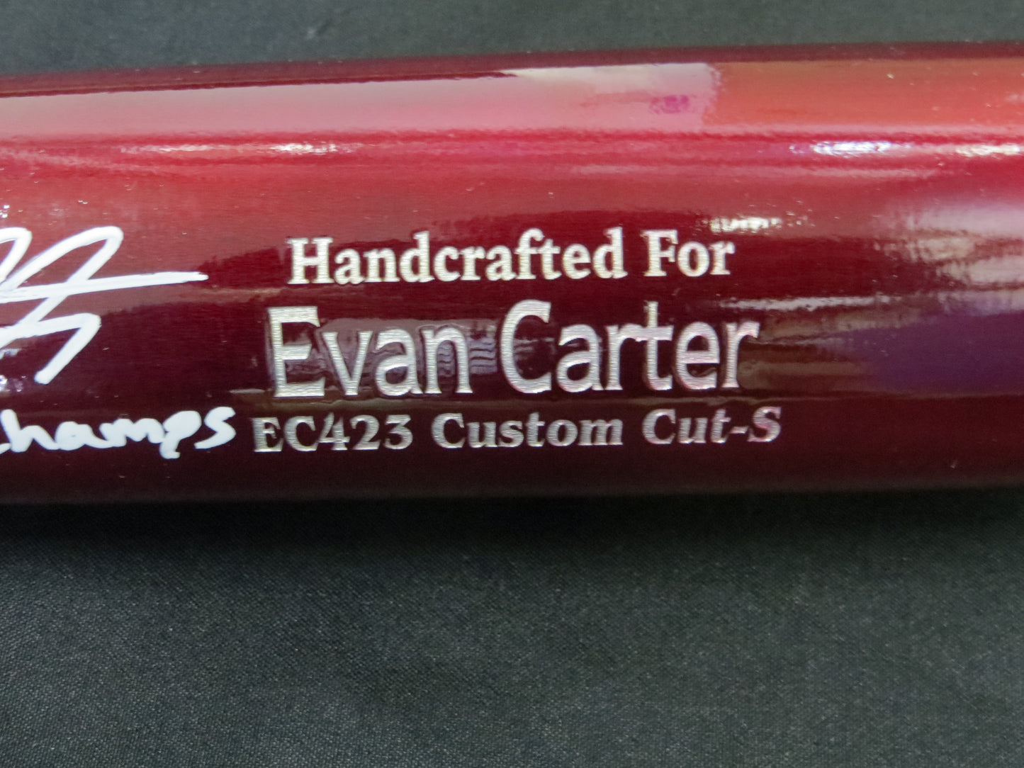 EVAN CARTER TEXAS RANGERS SIGNED MARUCCI PLAYER MODEL BAT w23WSChamps JSA