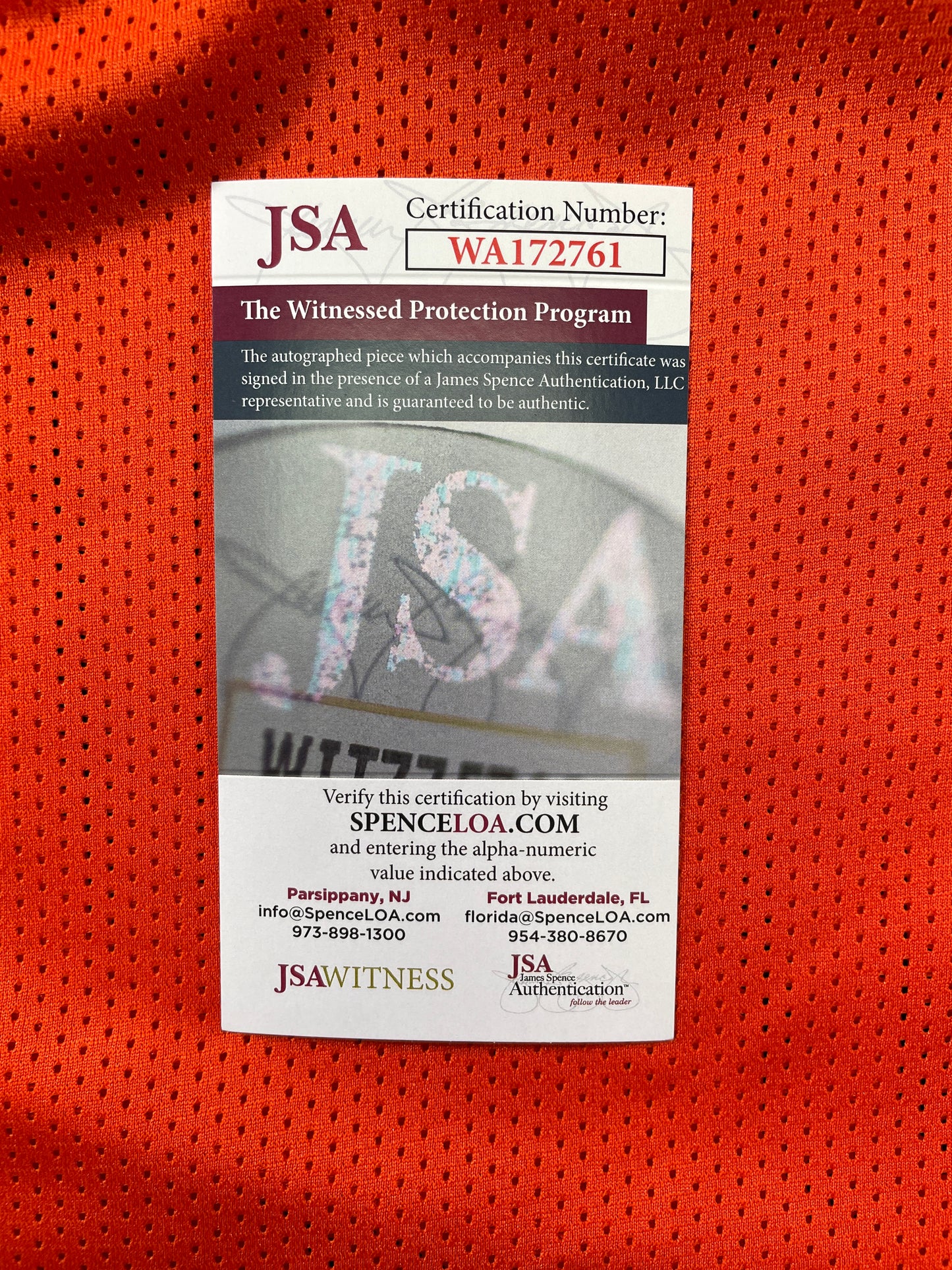 RICKY WILLIAMS ORANGE MAIMI DOLPHINS 420 SIGNED JERSEY JSA