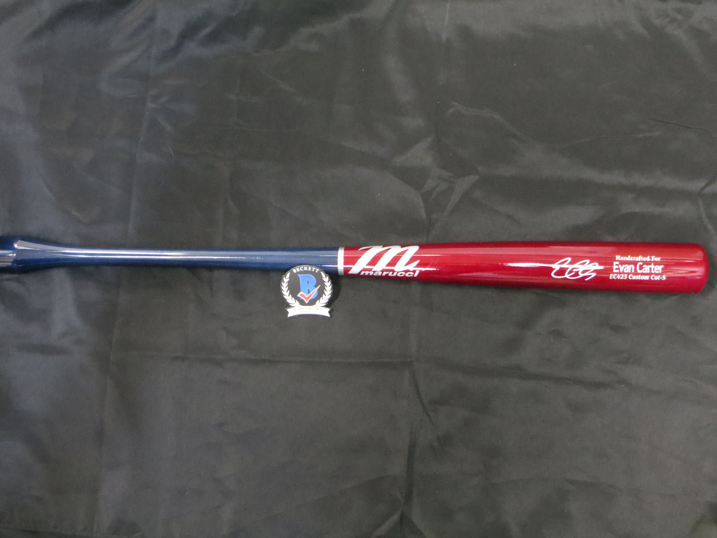 EVAN CARTER TEXAS RANGERS SIGNED MARUCCI PLAYER MODEL BAT BAS COA