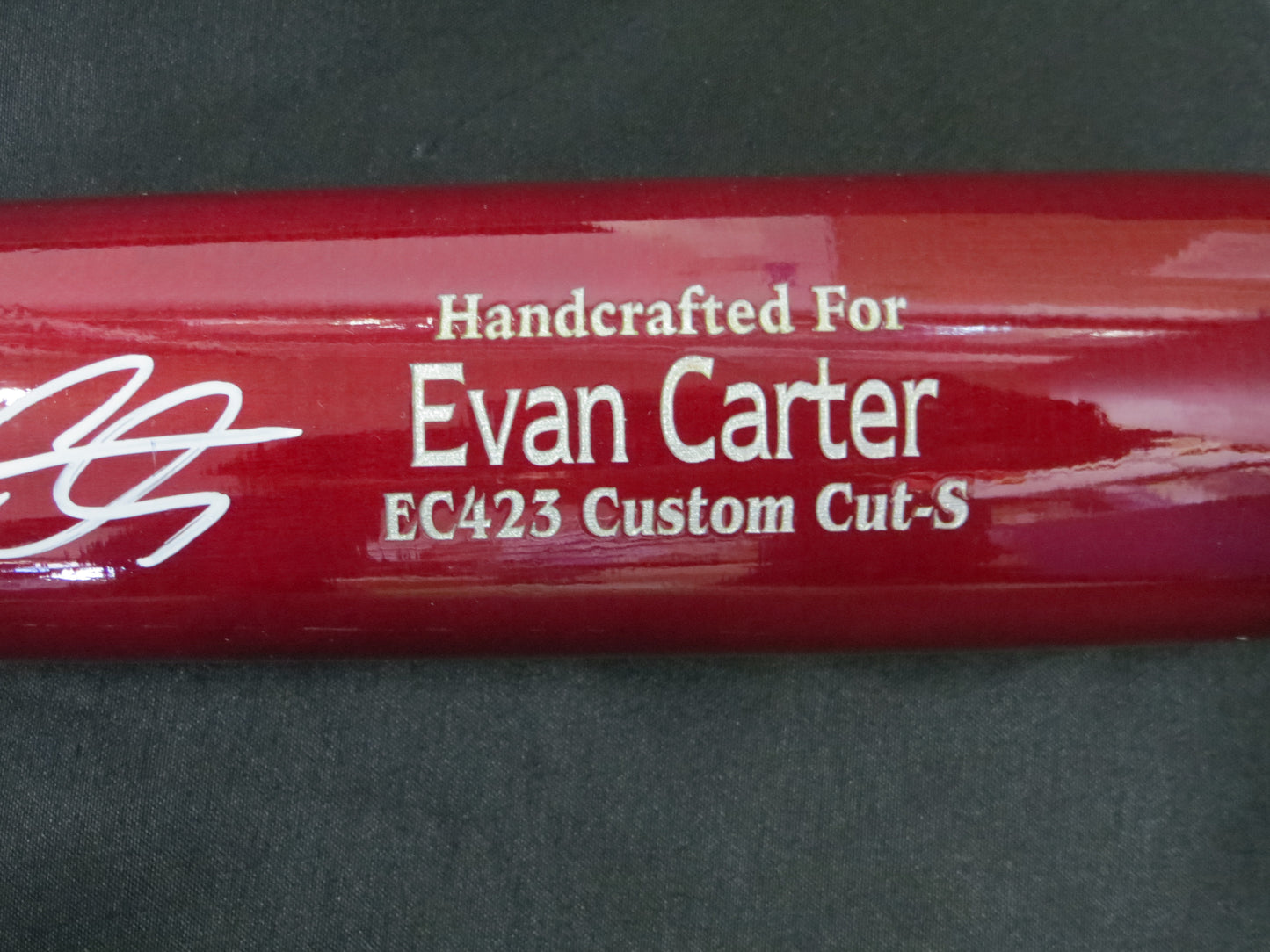 EVAN CARTER TEXAS RANGERS SIGNED MARUCCI PLAYER MODEL BAT BAS COA