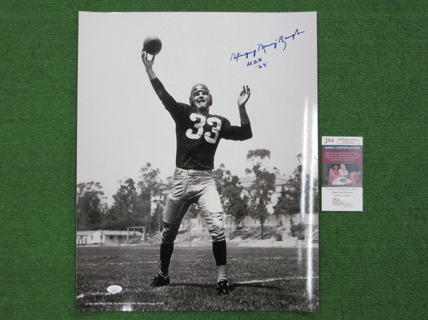 SAMMY BAUGH WASHINGTON REDSKINS SIGNED 16x20 PHOTO w/HOF JSA COA
