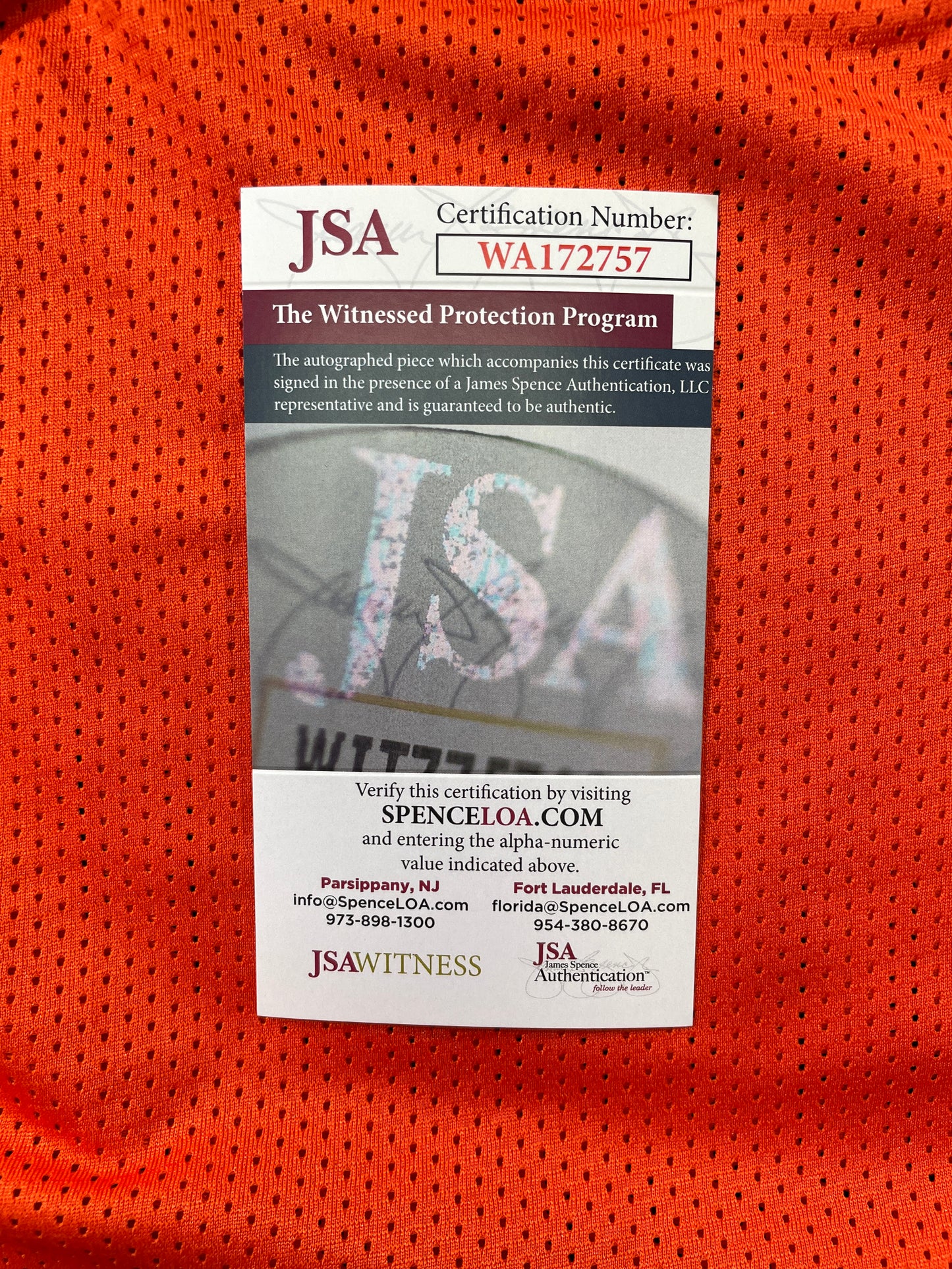 RICKY WILLIAMS ORANGE MAIMI DOLPHINS 420 SIGNED JERSEY JSA