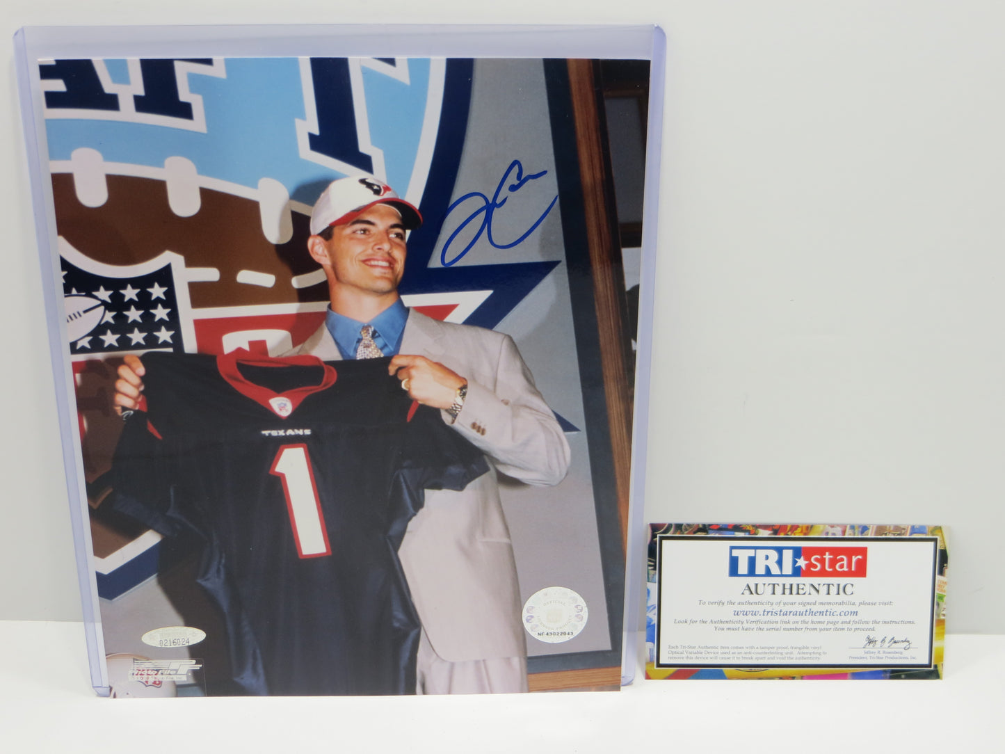 DAVID CARR SIGNED HOUSTON TEXAS Draft Day 8x10 PHOTO TriStar COA