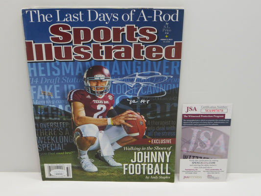 JOHNNY MANZIEL SIGNED TEXAS A&M Sports Illustrated Magazine 8/5/13 w/INSC No Label JSA