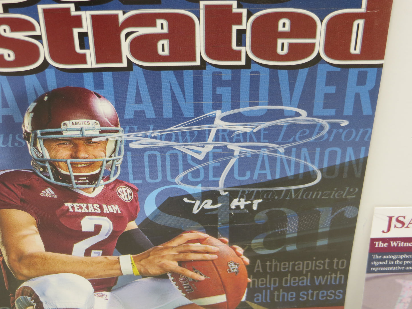JOHNNY MANZIEL SIGNED TEXAS A&M Sports Illustrated Magazine 8/5/13 w/INSC No Label JSA