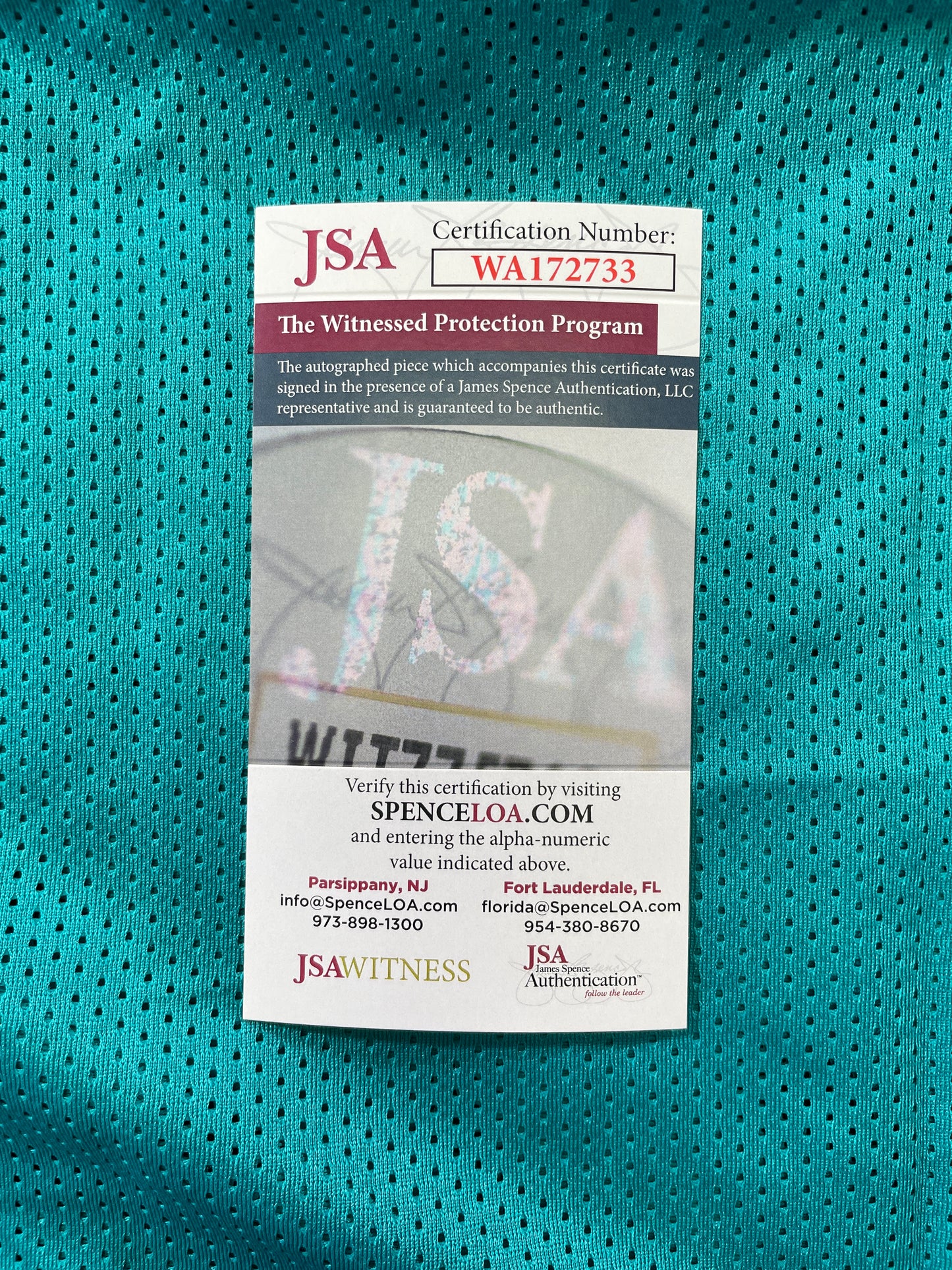 RICKY WILLIAMS TEAL MIAMI DOLPHINS 420 SIGNED JERSEY JSA