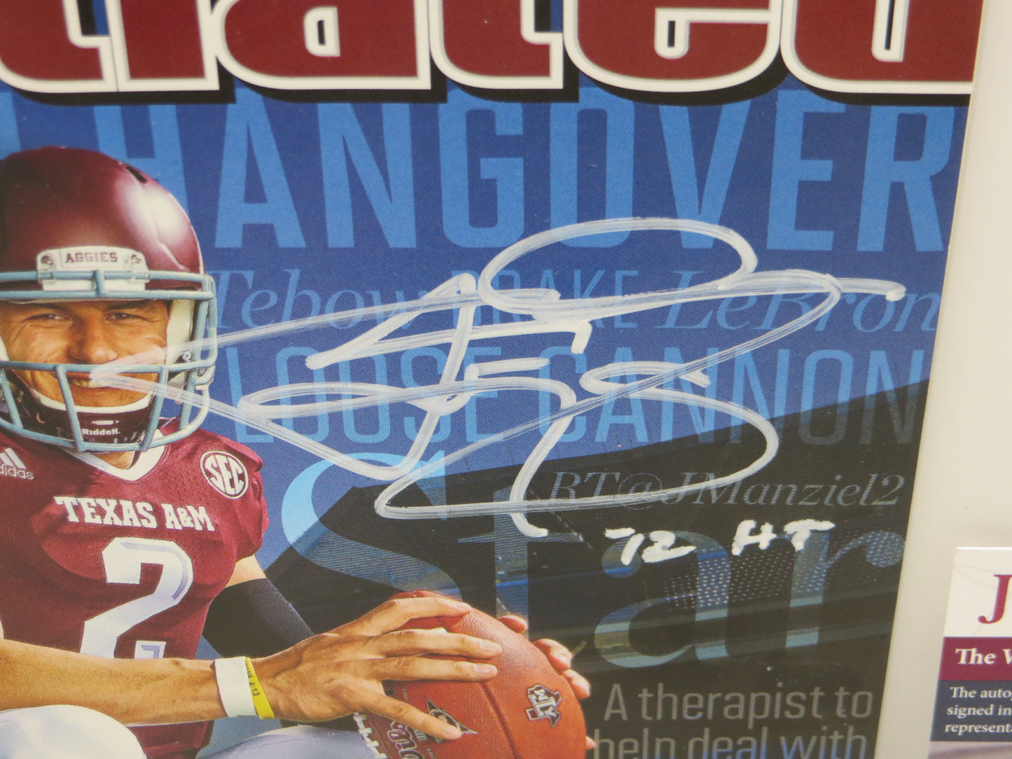 JOHNNY MANZIEL SIGNED TEXAS A&M Sports Illustrated Magazine 8/5/13 w/INSC JSA