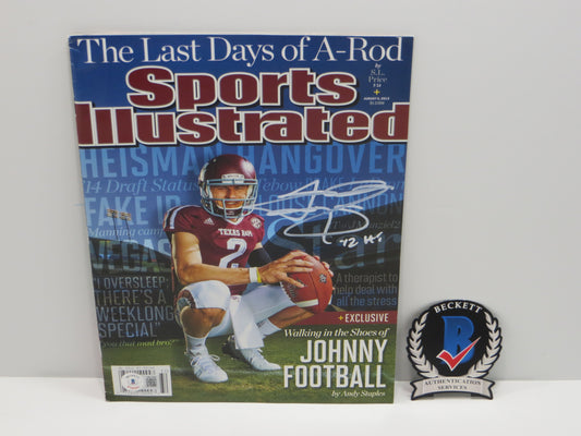 JOHNNY MANZIEL SIGNED TEXAS A&M Sports Illustrated Magazine 8/5/13 w/INSC No Label BAS
