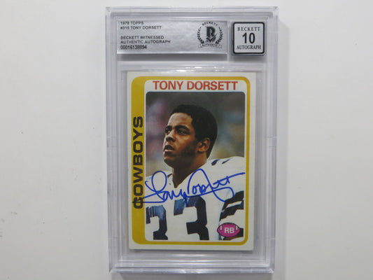 TONY DORSETT SIGNED 1978 Topps #315 ROOKIE CARD BGS Auto 10 Slab DALLAS COWBOYS