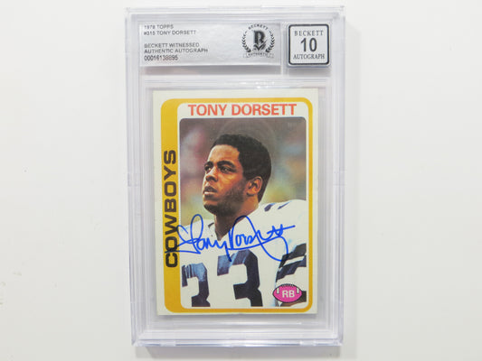 TONY DORSETT SIGNED 1978 Topps #315 ROOKIE CARD BGS Auto 10 Slab DALLAS COWBOYS