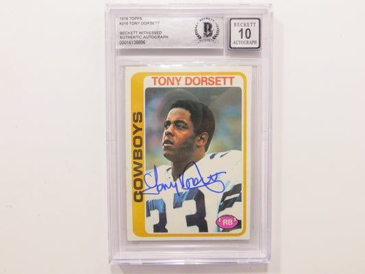 TONY DORSETT SIGNED 1978 Topps #315 ROOKIE CARD BGS Auto 10 Slab DALLAS COWBOYS