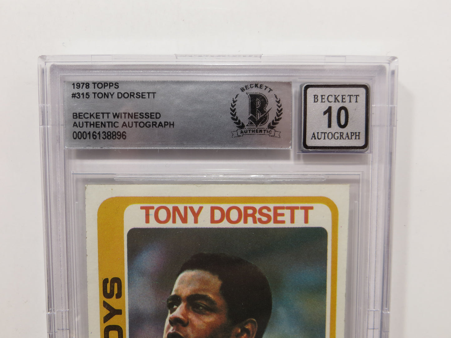 TONY DORSETT SIGNED 1978 Topps #315 ROOKIE CARD BGS Auto 10 Slab DALLAS COWBOYS
