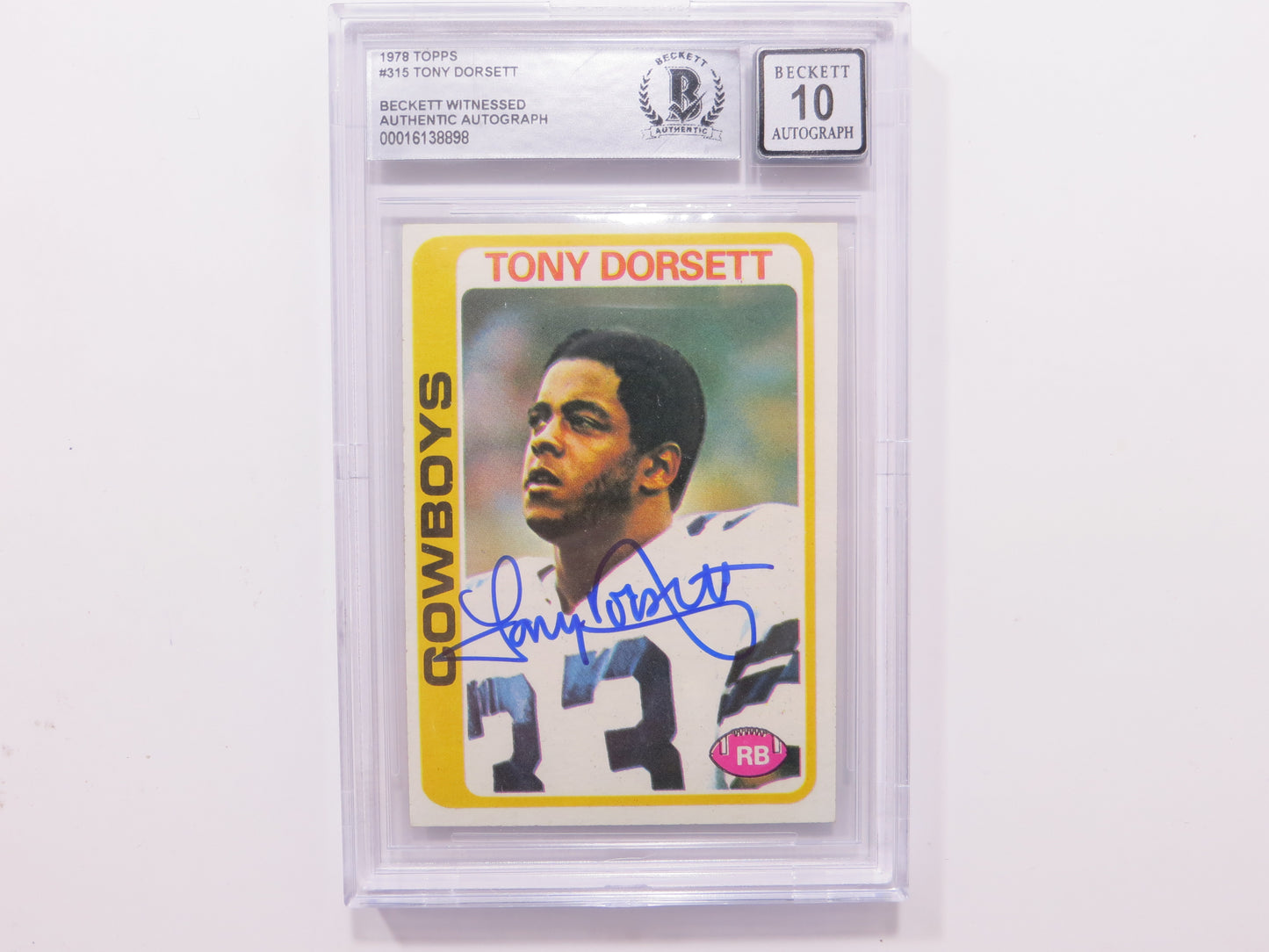 TONY DORSETT SIGNED 1978 Topps #315 ROOKIE CARD BGS Auto 10 Slab DALLAS COWBOYS
