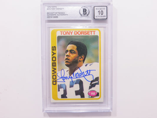 TONY DORSETT SIGNED 1978 Topps #315 ROOKIE CARD BGS Auto 10 Slab DALLAS COWBOYS