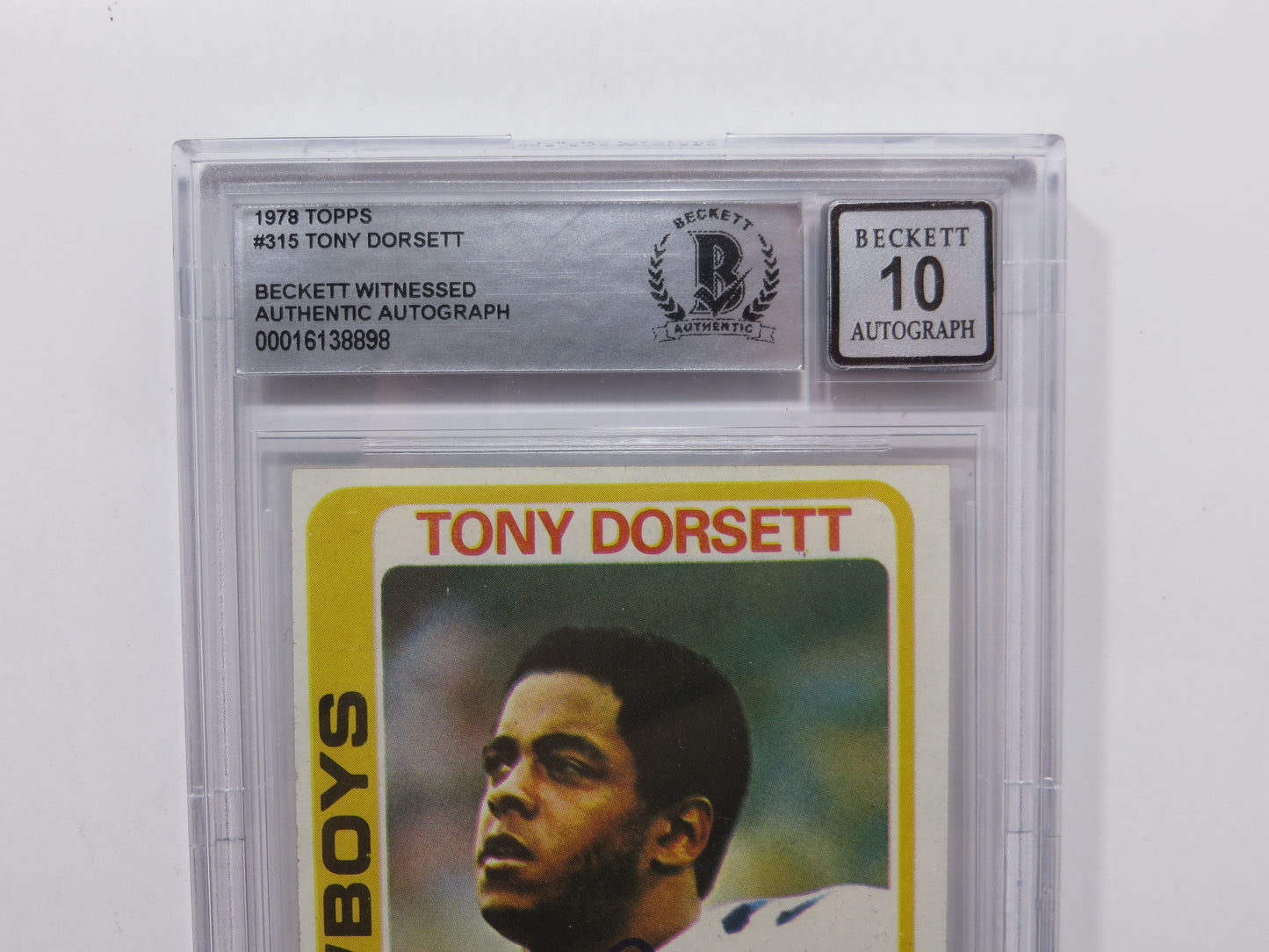 TONY DORSETT SIGNED 1978 Topps #315 ROOKIE CARD BGS Auto 10 Slab DALLAS COWBOYS
