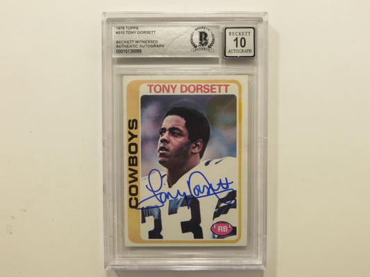 TONY DORSETT SIGNED 1978 Topps #315 ROOKIE CARD BGS Auto 10 Slab DALLAS COWBOYS