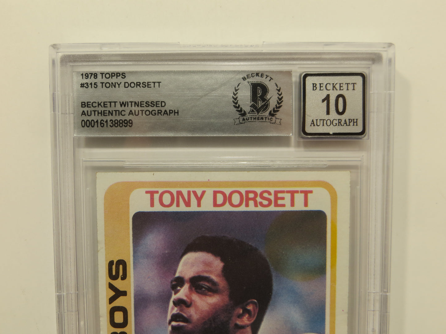 TONY DORSETT SIGNED 1978 Topps #315 ROOKIE CARD BGS Auto 10 Slab DALLAS COWBOYS