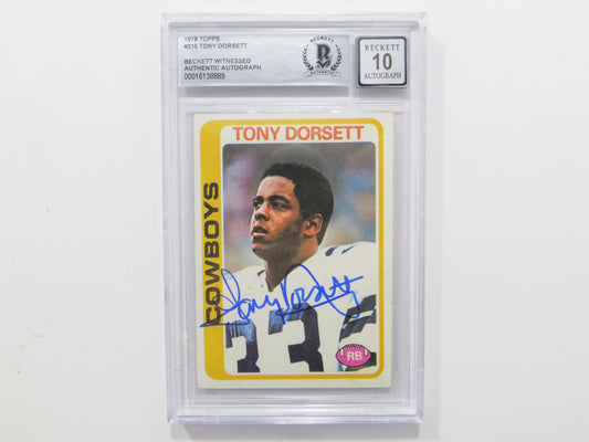 TONY DORSETT SIGNED 1978 Topps #315 ROOKIE CARD BGS Auto 10 Slab DALLAS COWBOYS