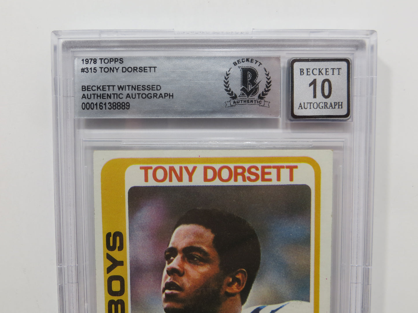 TONY DORSETT SIGNED 1978 Topps #315 ROOKIE CARD BGS Auto 10 Slab DALLAS COWBOYS