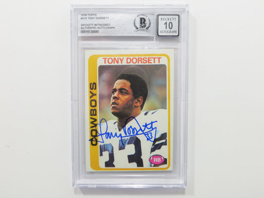 TONY DORSETT SIGNED 1978 Topps #315 ROOKIE CARD BGS Auto 10 Slab DALLAS COWBOYS