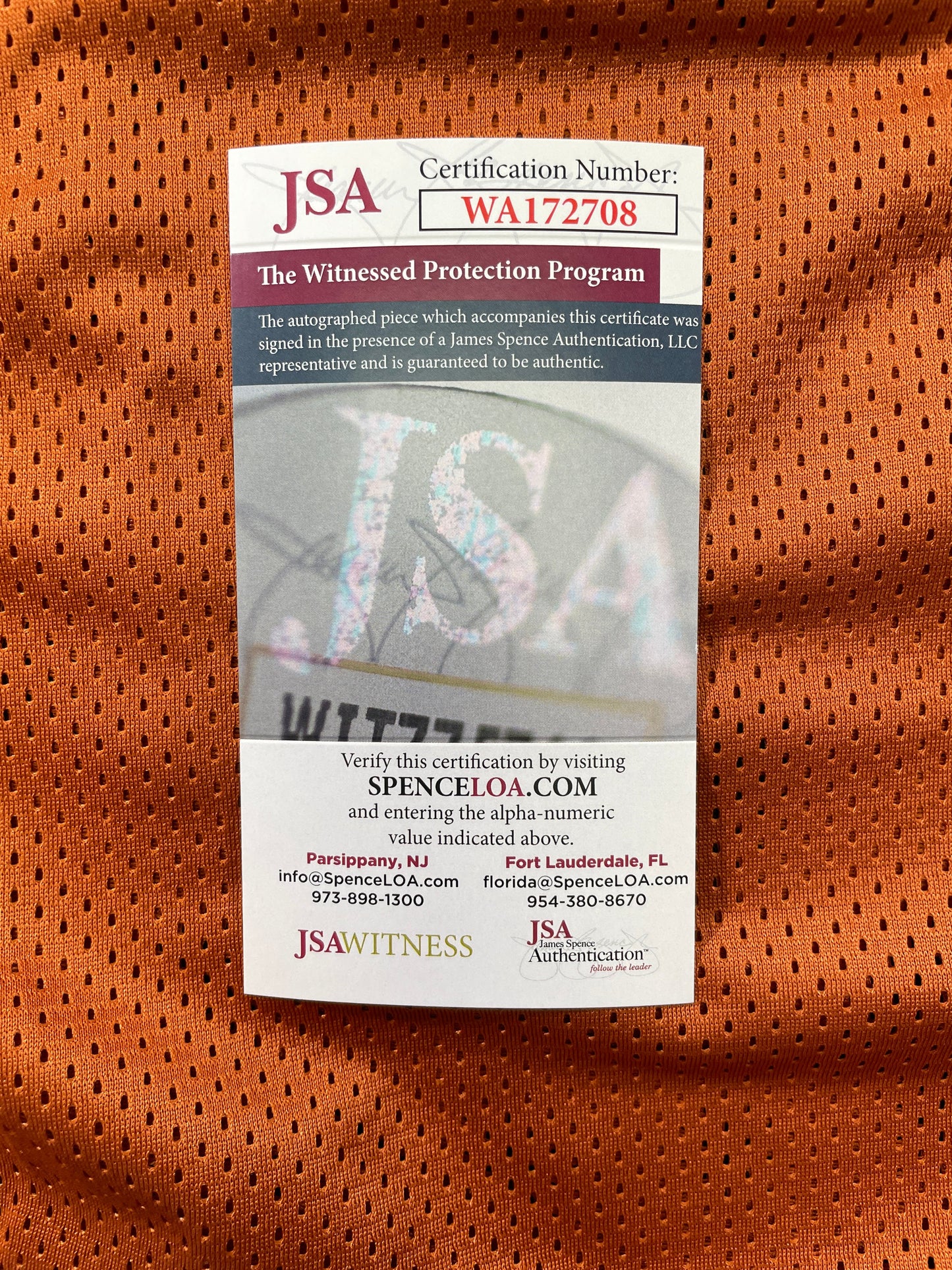 RICKY WILLIAMS TEXAS LONGHORNS SIGNED JERSEY w/"Puff,Puff,Run" JSA