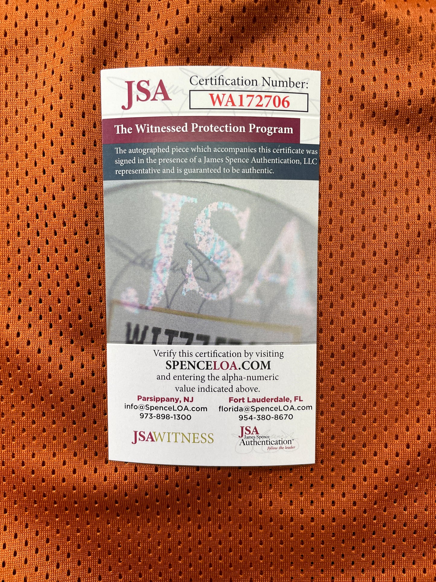 RICKY WILLIAMS TEXAS LONGHORNS SIGNED JERSEY w/"Puff,Puff,Run" JSA