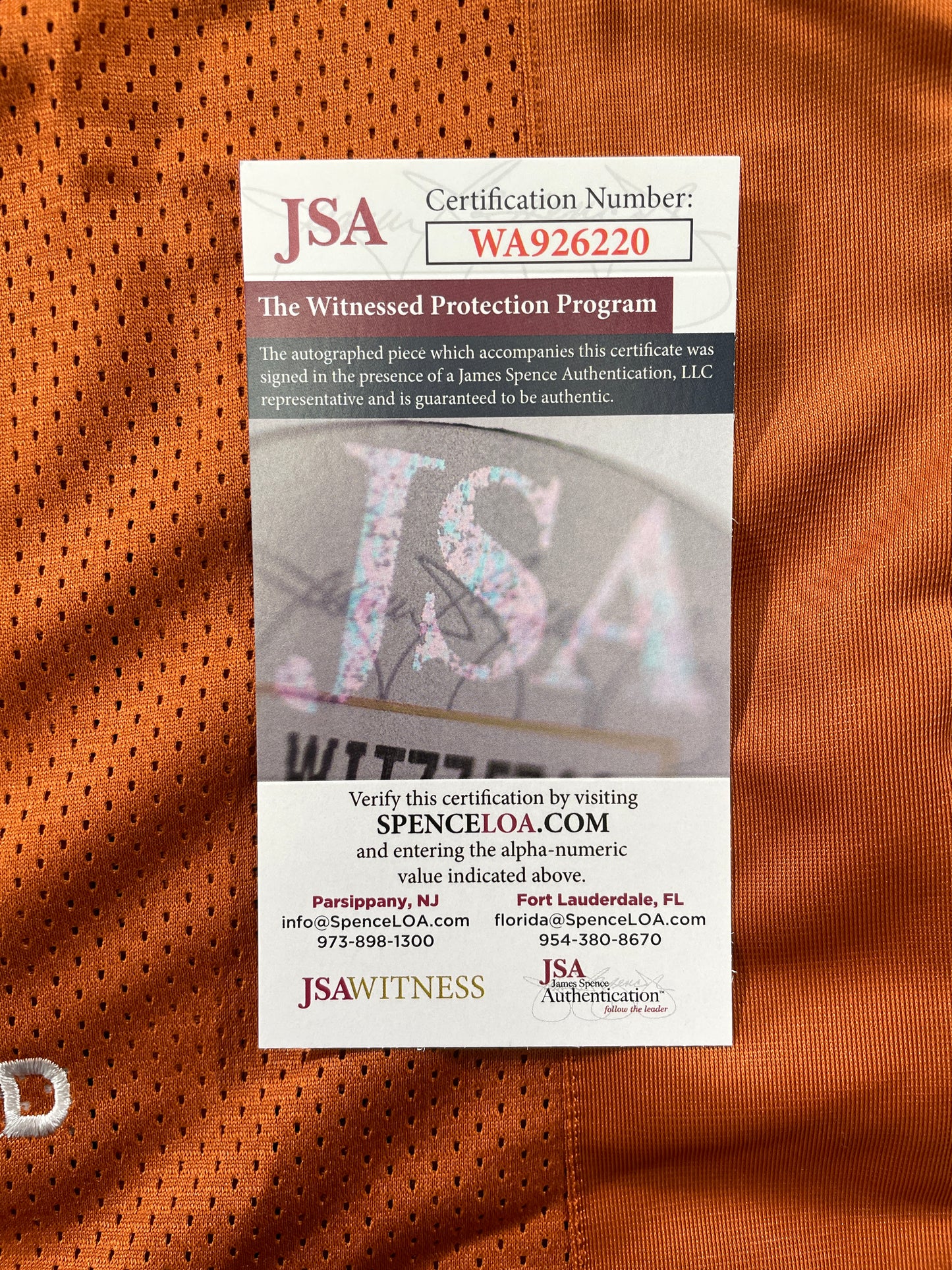 VINCE YOUNG TEXAS LONGHORNS SIGNED STAT JERSEY JSA COA