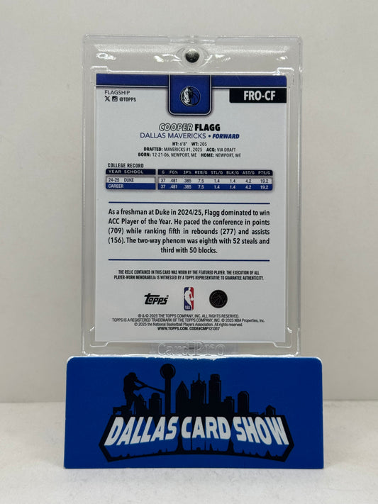2025-26 Topps Flagship Real One Relics Orange Rainbow /25 Cooper Flagg