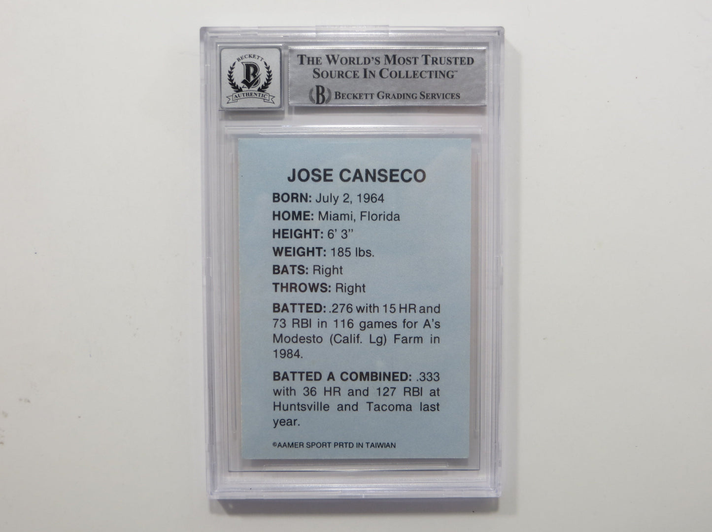 JOSE CANSECO SIGNED BGS BAS SLAB HUNTSVILLE STARS AAMER Sports CARD Auto 10