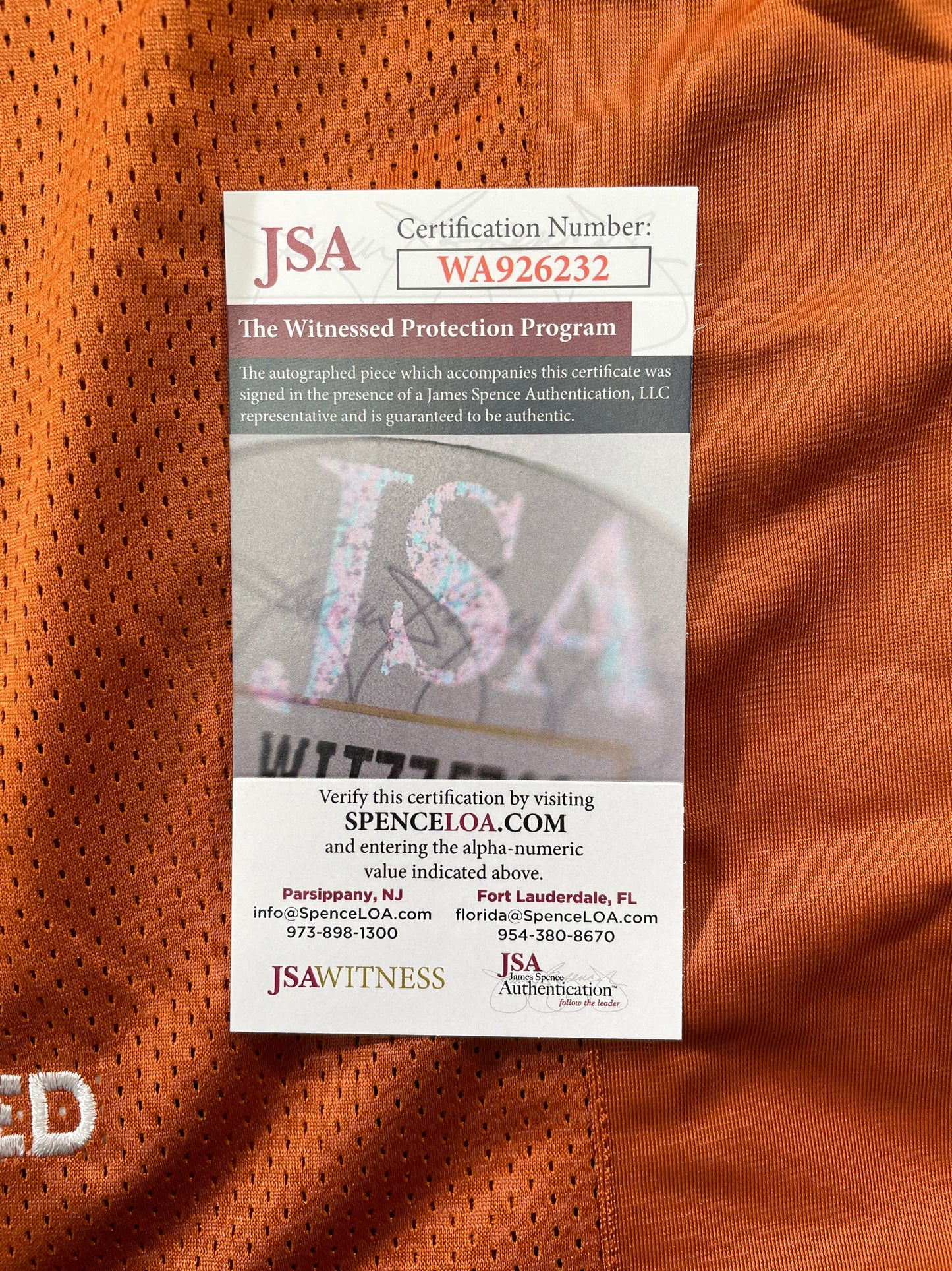 VINCE YOUNG TEXAS LONGHORNS SIGNED STAT JERSEY JSA COA