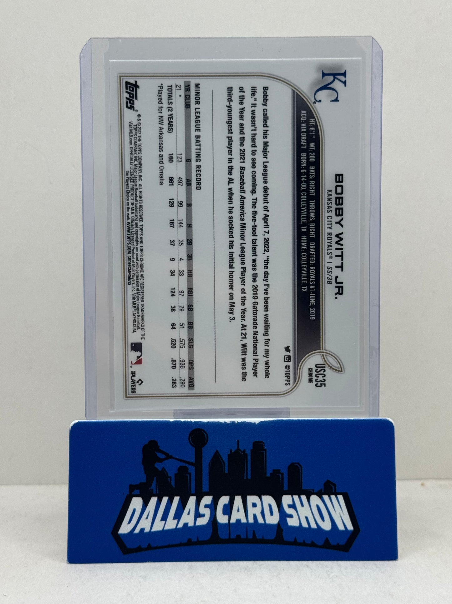 2022 Topps Chrome Update #USC35 Bobby Witt Jr. Purple Rookie RC