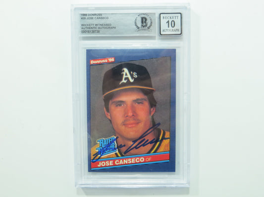 JOSE CANSECO SIGNED BGS BAS SLAB 1986 DONRUSS #39 A's Auto 10