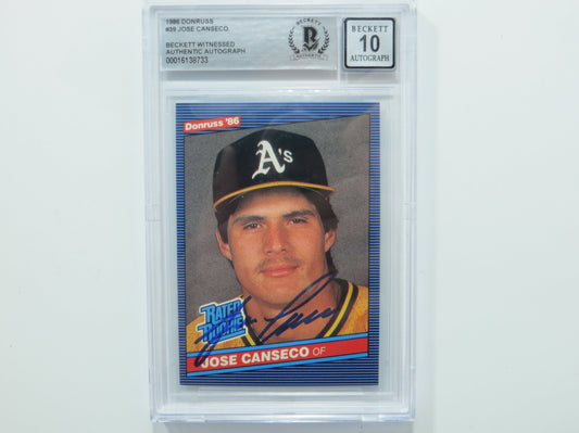 JOSE CANSECO SIGNED BGS BAS SLAB 1986 DONRUSS #39 A's Auto 10