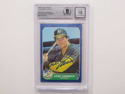 JOSE CANSECO SIGNED BGS BAS SLAB 1986 FLEER UPDATE #U20 A's Auto 10