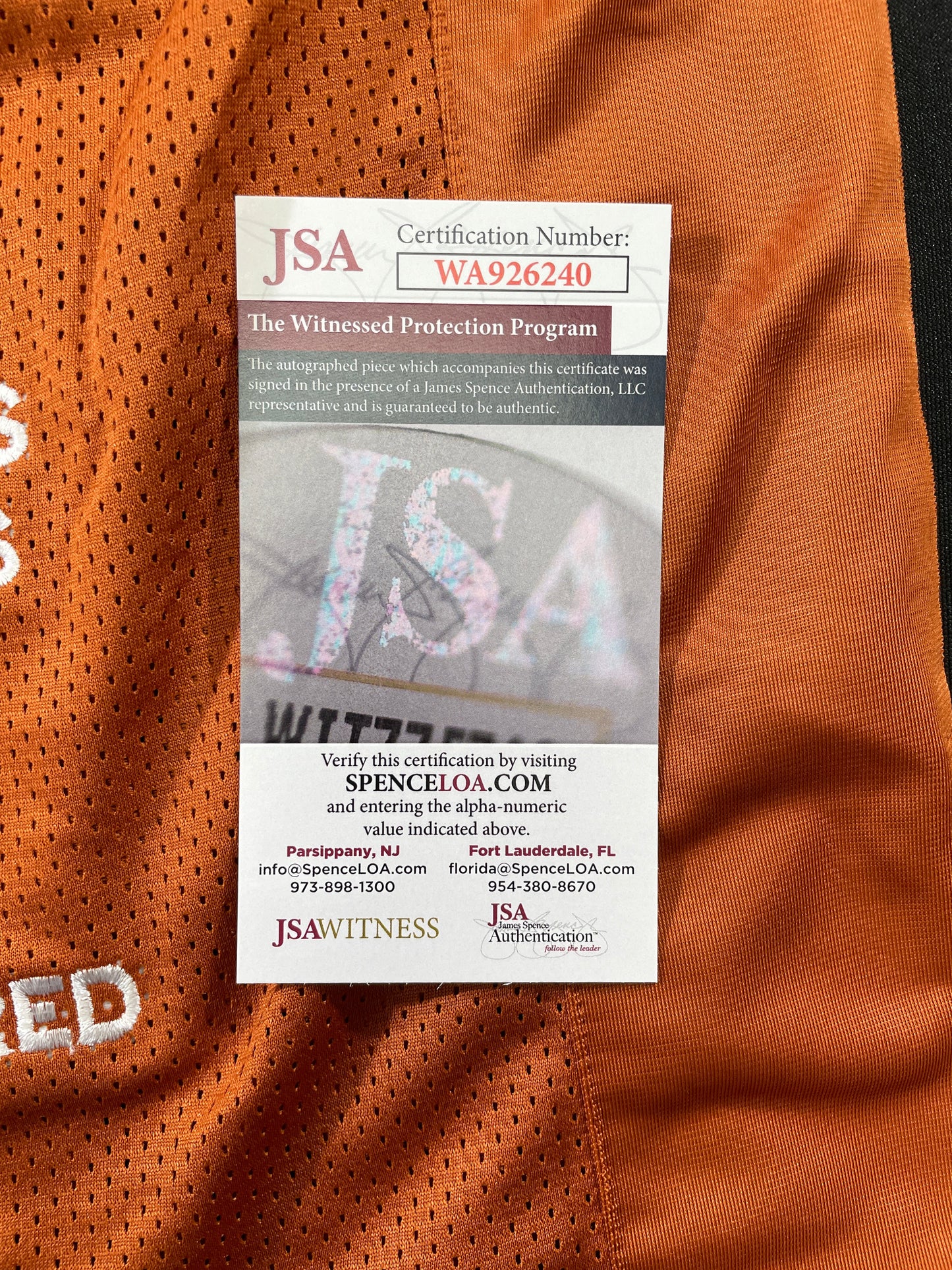 VINCE YOUNG TEXAS LONGHORNS SIGNED STAT JERSEY JSA COA