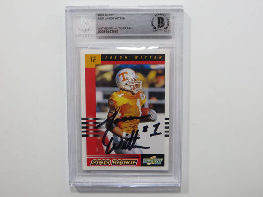 JASON WITTEN SIGNED BGS BAS SLAB 2003 SCORE #306 DALLAS COWBOYS TENN