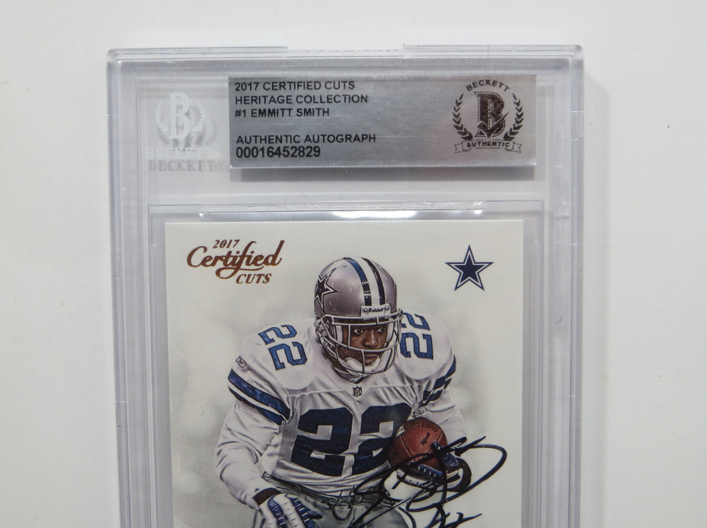 EMMITT SMITH SIGNED BGS BAS SLAB 2017 CERTIFIED CUTS HERITAGE #1 Cowboys
