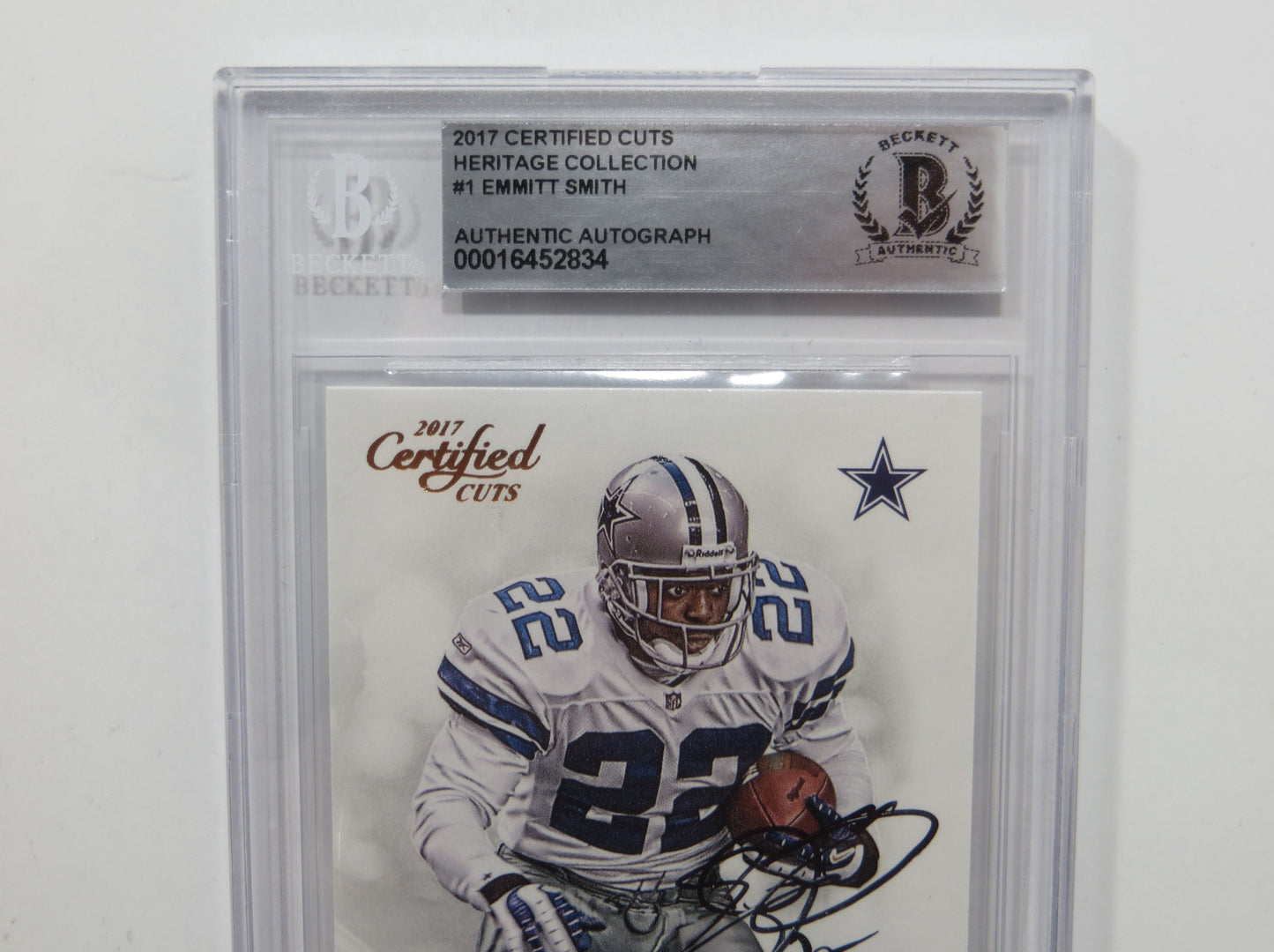 EMMITT SMITH SIGNED BGS BAS SLAB 2017 CERTIFIED CUTS HERITAGE #1 Cowboys